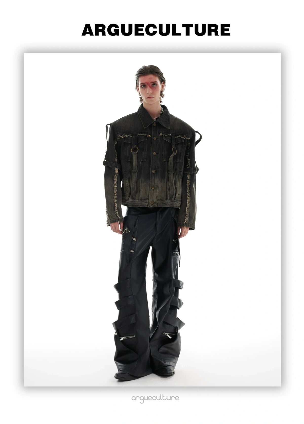 Unisex Raw-Edge Washed Denim Jacket in Black or Blue - detail image 13