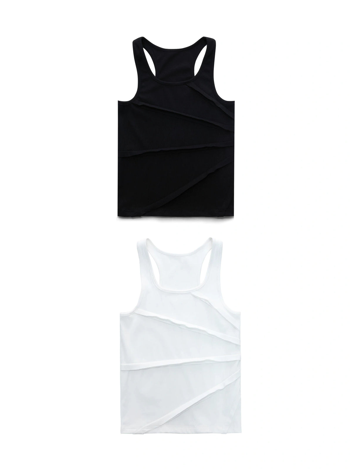 Unisex Ribbed Deconstructed Tank Top in Black & White - main image 1
