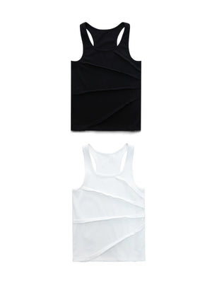 Unisex Ribbed Deconstructed Tank Top in Black & White - main image 1