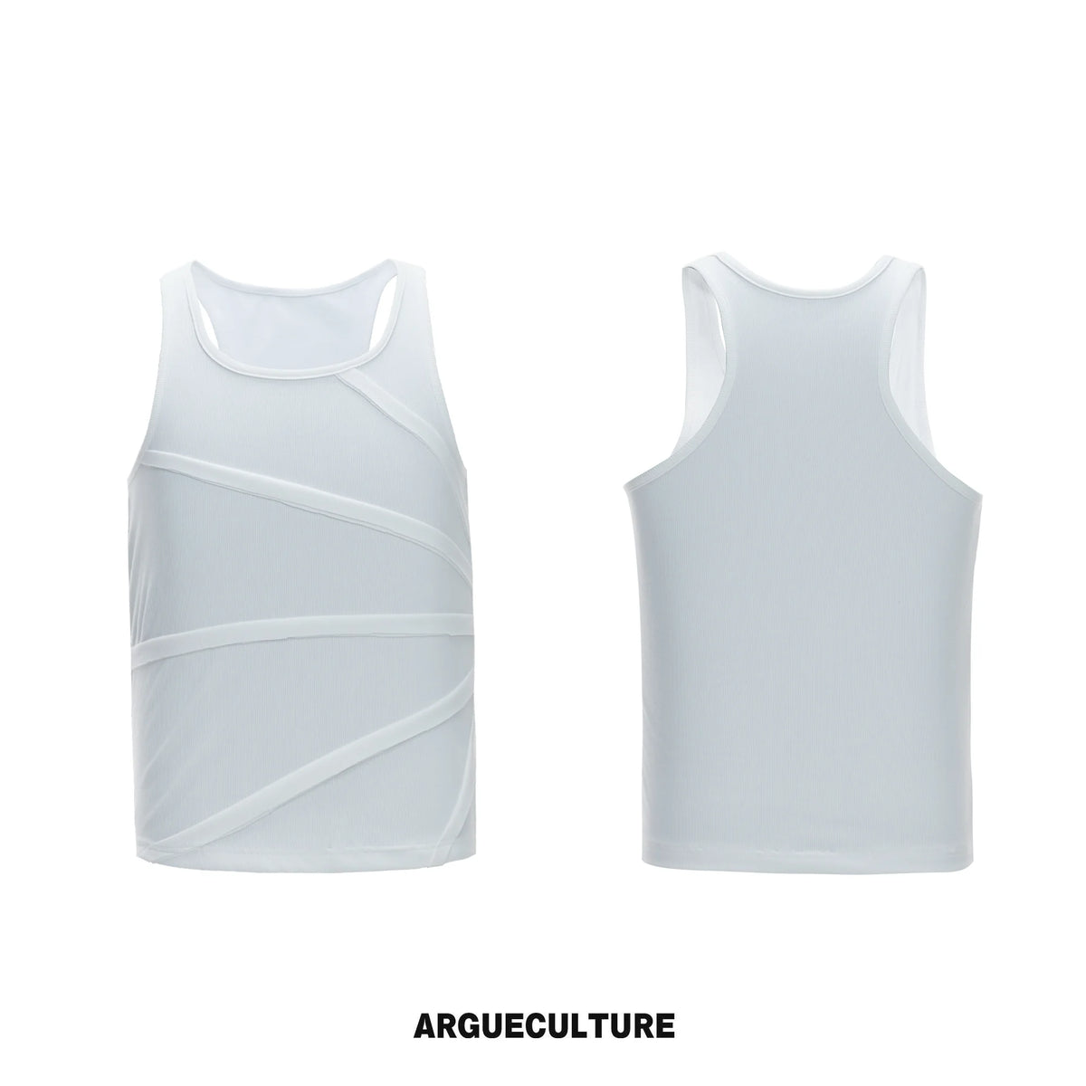 Unisex Ribbed Deconstructed Tank Top in Black & White - White