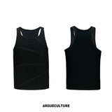 Unisex Ribbed Deconstructed Tank Top in Black & White - Black