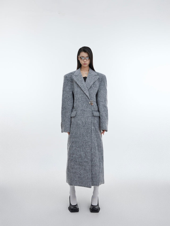 Unisex Woolen Overcoat | Minimalist Longline Trench with Metal Clasp - ArguE CulturE