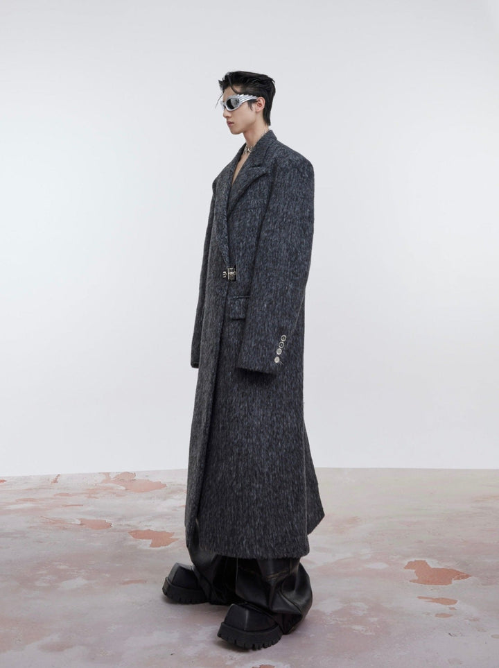 Unisex Woolen Overcoat | Minimalist Longline Trench with Metal Clasp - ArguE CulturE