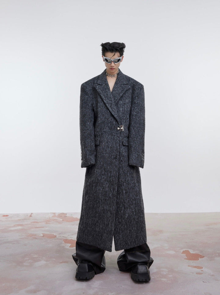 Unisex Woolen Overcoat | Minimalist Longline Trench with Metal Clasp - ArguE CulturE