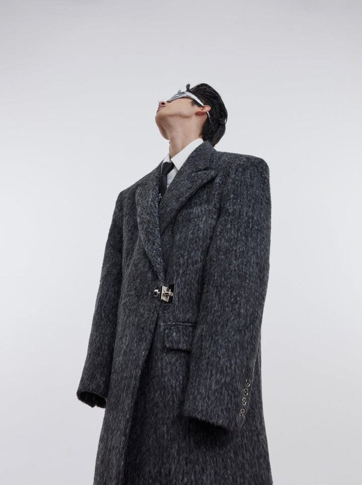 Unisex Woolen Overcoat | Minimalist Longline Trench with Metal Clasp - ArguE CulturE