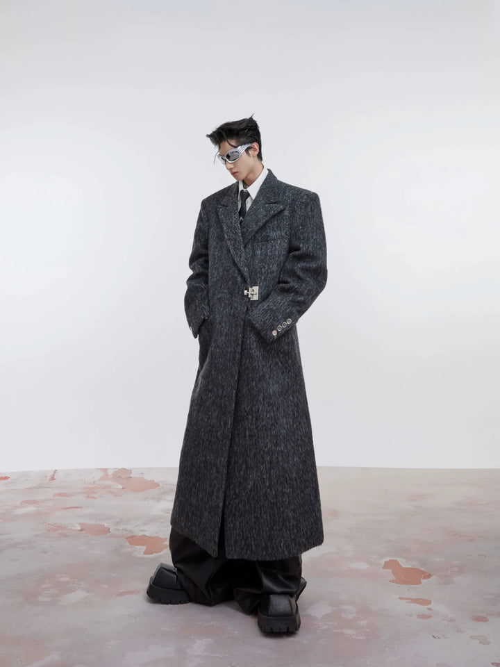 Unisex Woolen Overcoat | Minimalist Longline Trench with Metal Clasp - ArguE CulturE