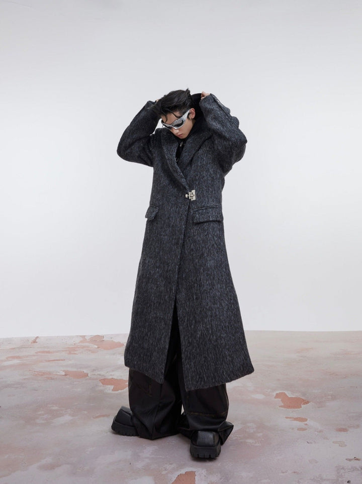 Unisex Woolen Overcoat | Minimalist Longline Trench with Metal Clasp - ArguE CulturE