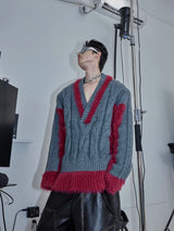 v-neck-color-block-plush-knit-sweater-oversized-streetwear-gray