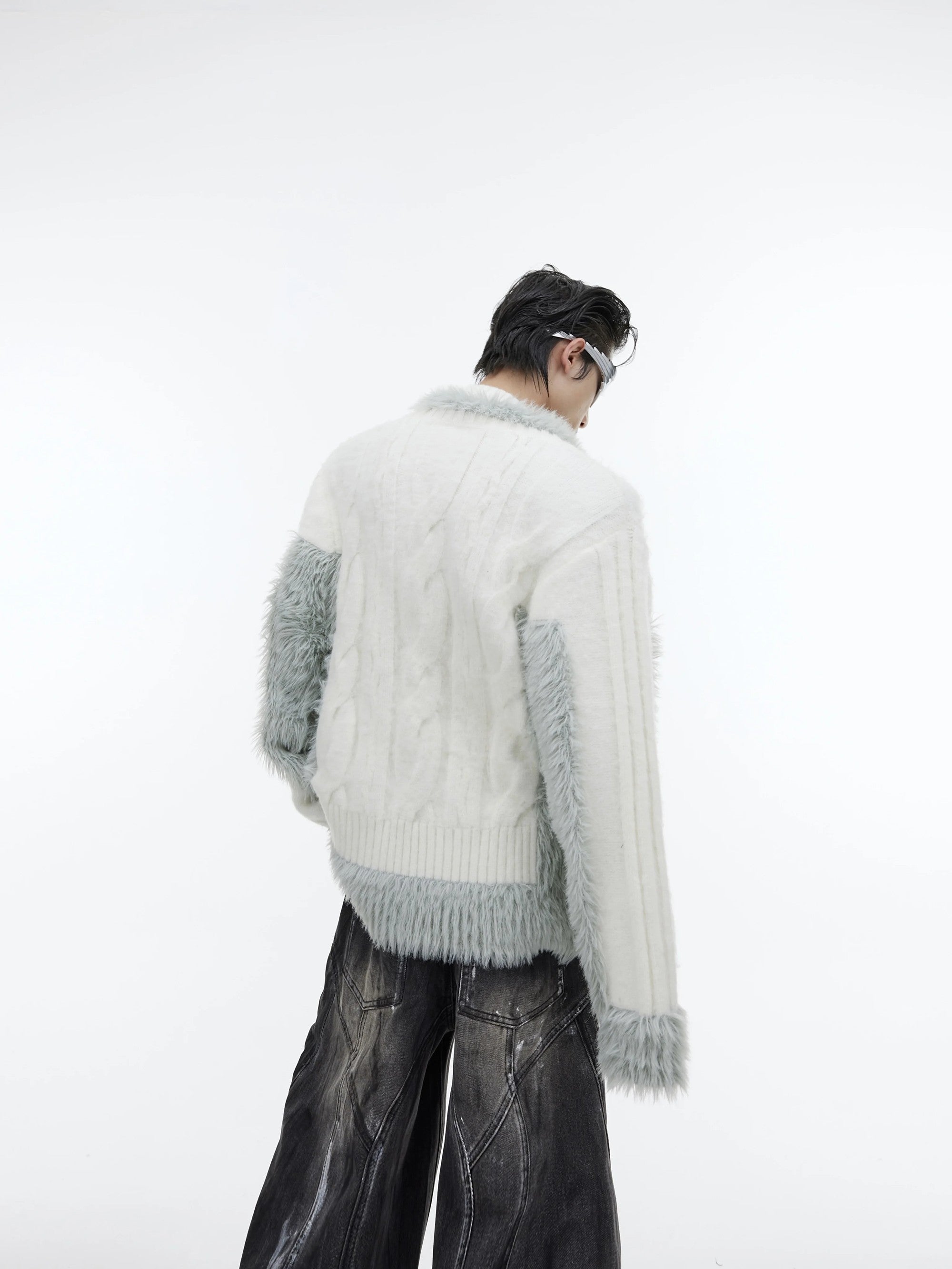 Casual gray streetwear knit jumper with drop shoulder silhouette