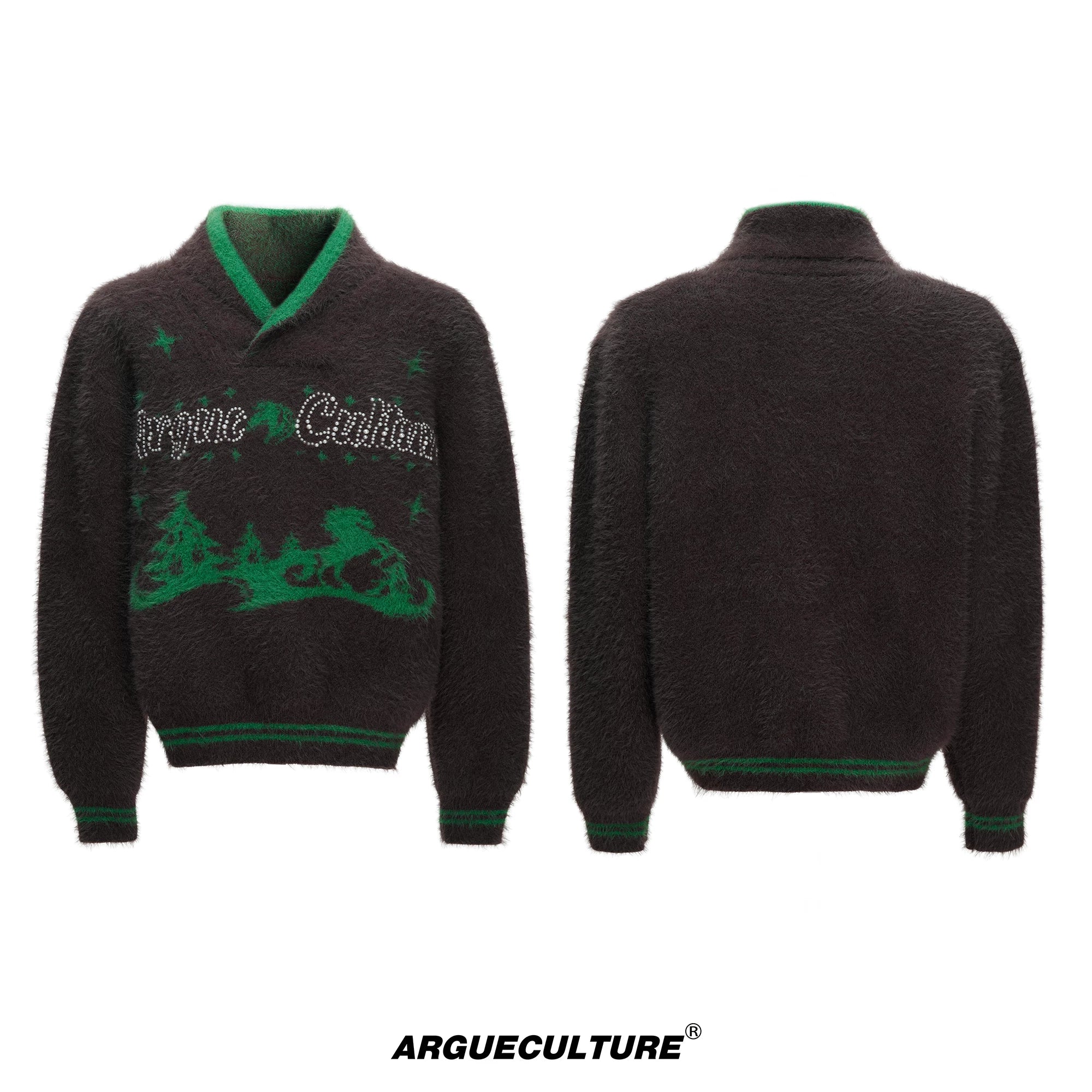 v-neck-faux-mink-christmas-sweater-oversized-knit-black