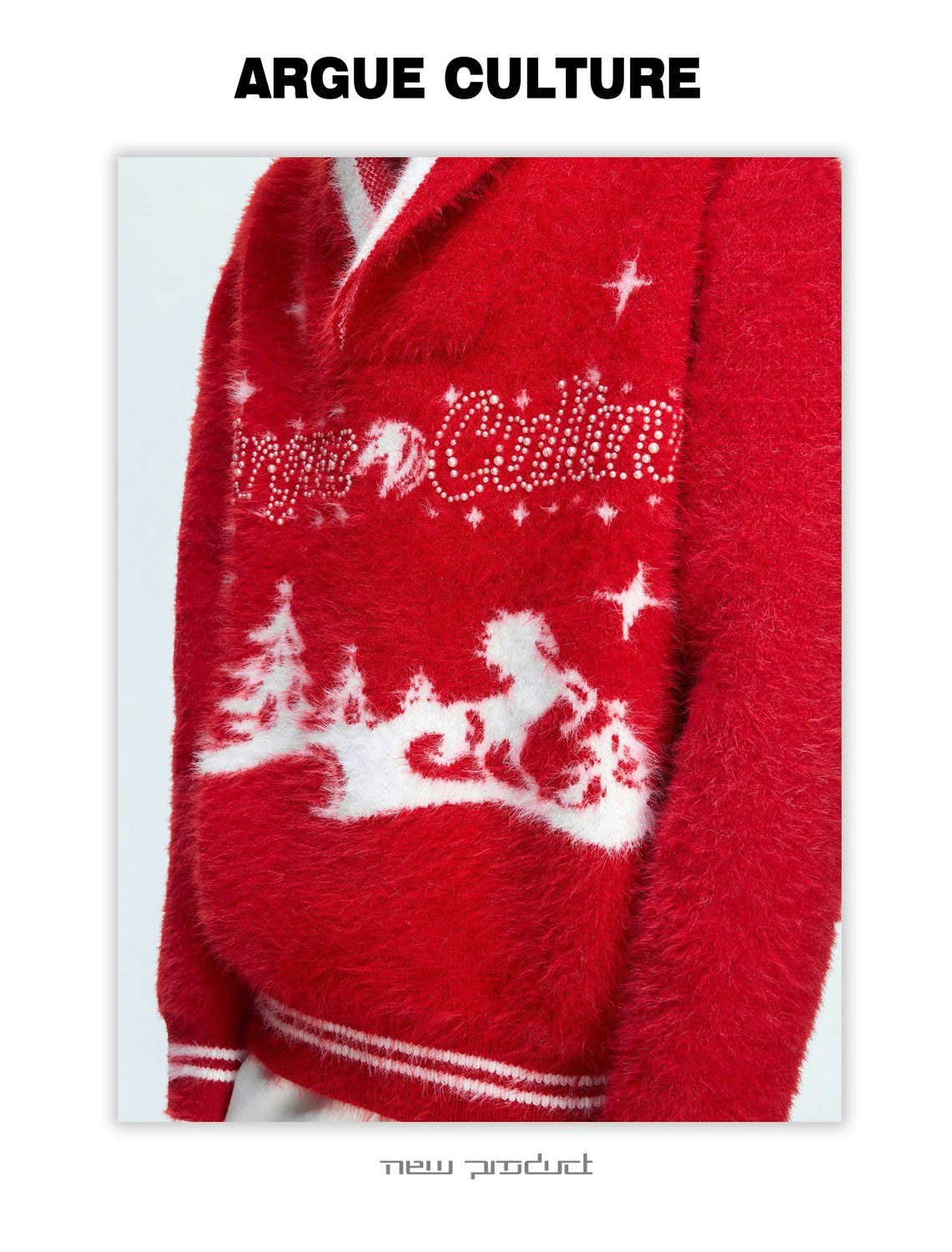 desc::v-neck-faux-mink-christmas-sweater-oversized-knit-detail-img-6