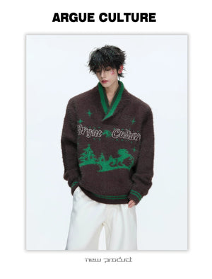 desc::v-neck-faux-mink-christmas-sweater-oversized-knit-detail-img-8