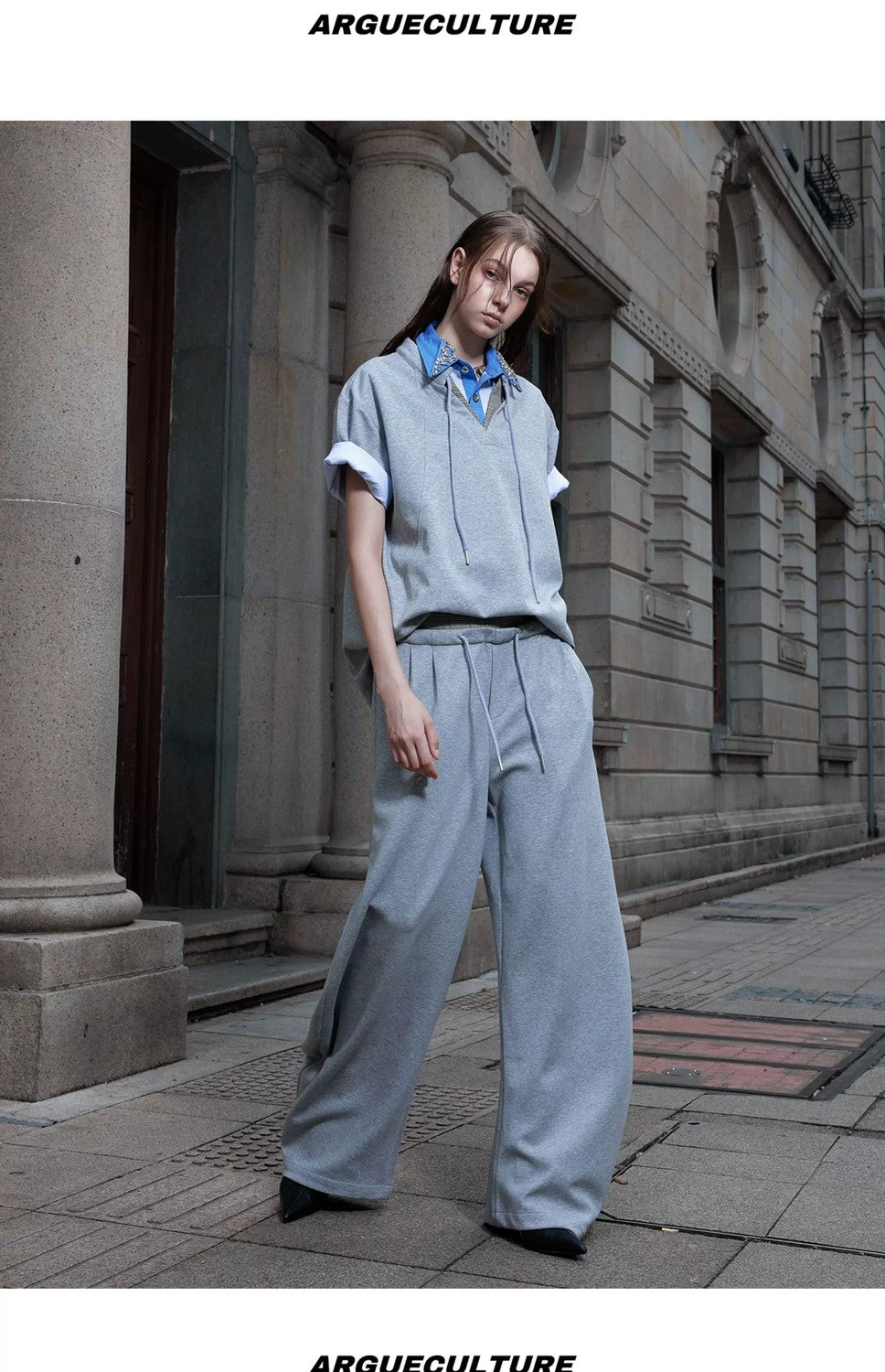 desc::v-neck-houndstooth-streetwear-set-curved-pants-detail-img-11