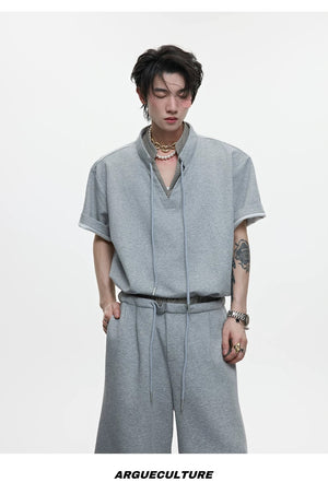 desc::v-neck-houndstooth-streetwear-set-curved-pants-detail-img-14