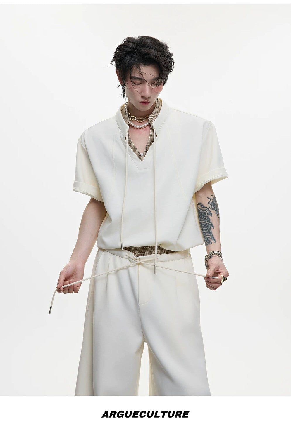 desc::v-neck-houndstooth-streetwear-set-curved-pants-detail-img-17