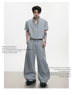 desc::v-neck-houndstooth-streetwear-set-curved-pants-detail-img-2