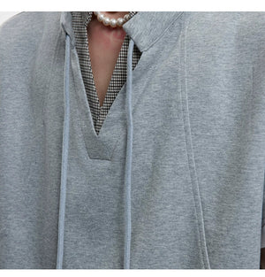 desc::v-neck-houndstooth-streetwear-set-curved-pants-detail-img-4