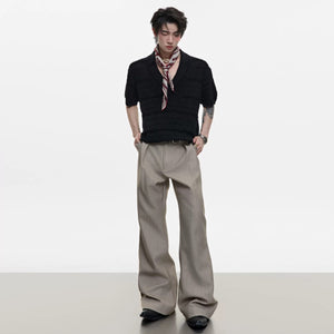 Detailed texture of the cooling cotton wool blend knit fabric