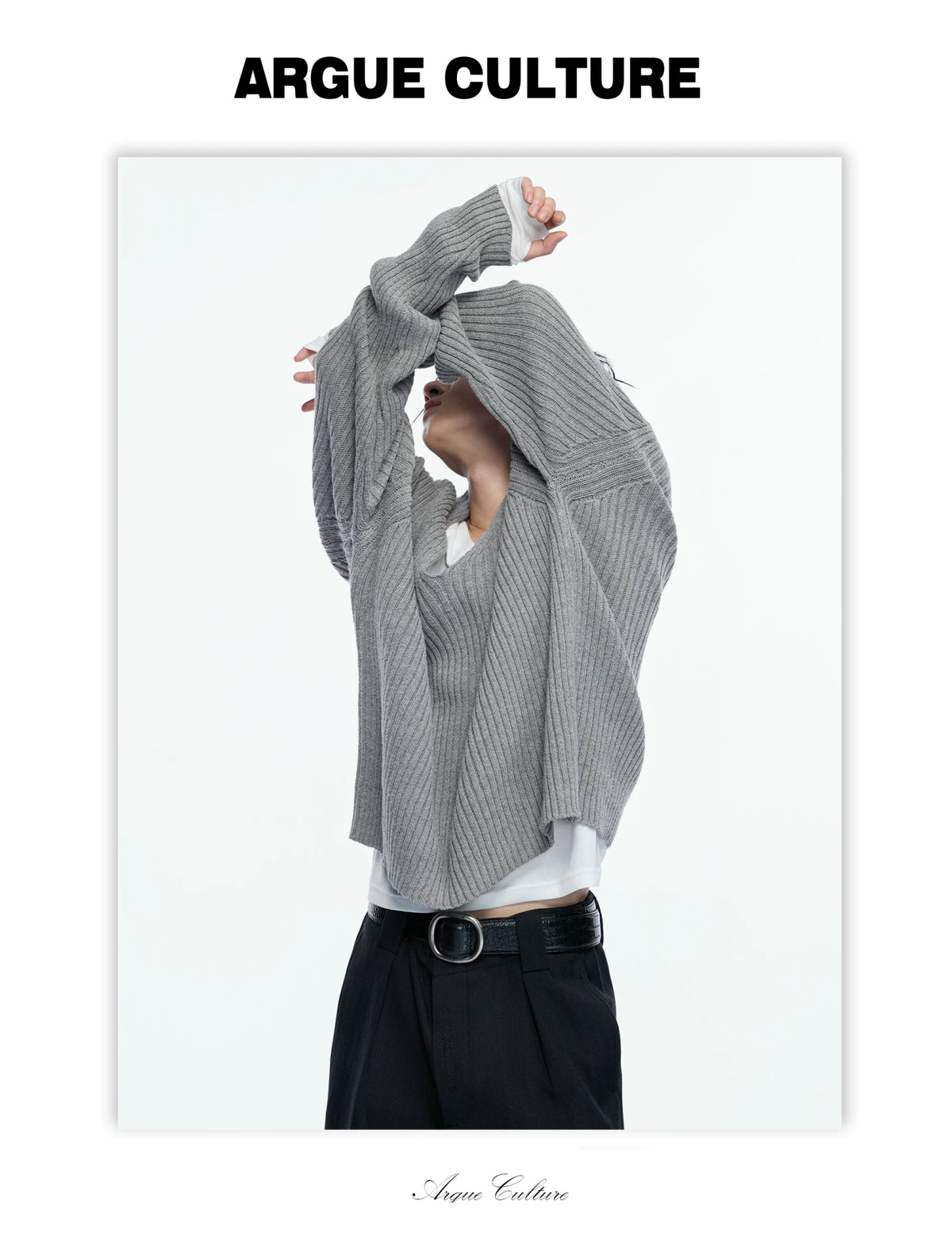 V-Neck Rib Knit Sweater Set with Detachable Base Tee - detail image 8