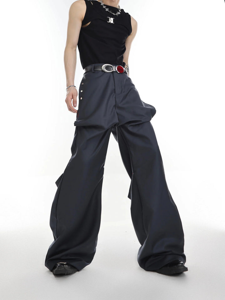 Versatile High - Waisted Flared Trousers with Spliced and Metal Button Detail - ArguE CulturE