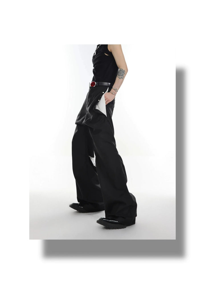 Versatile High - Waisted Flared Trousers with Spliced and Metal Button Detail - ArguE CulturE