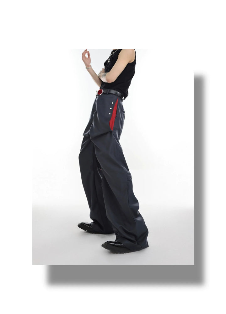 Versatile High - Waisted Flared Trousers with Spliced and Metal Button Detail - ArguE CulturE