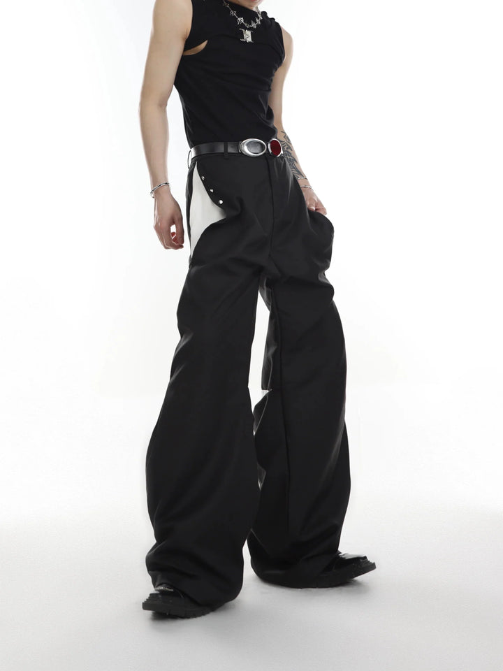 Versatile High - Waisted Flared Trousers with Spliced and Metal Button Detail - ArguE CulturE