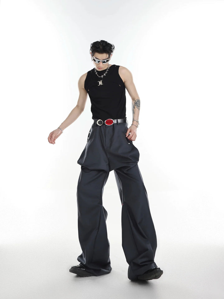 Versatile High - Waisted Flared Trousers with Spliced and Metal Button Detail - ArguE CulturE