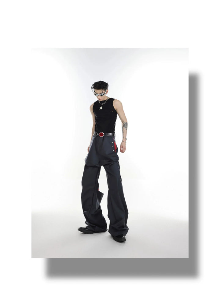 Versatile High - Waisted Flared Trousers with Spliced and Metal Button Detail - ArguE CulturE