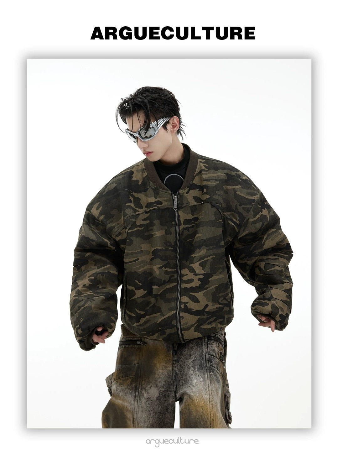 desc::vintage-camo-bomber-jacket-oversized-padded-pilot-coat-detail-img-3