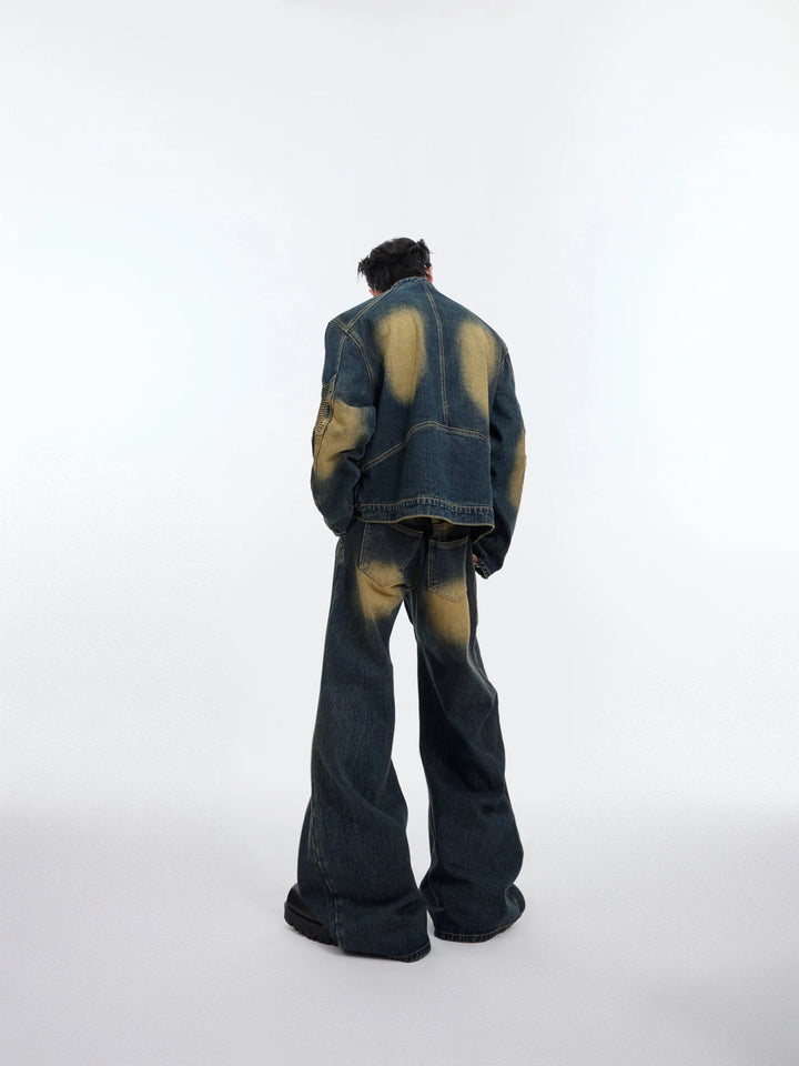 Vintage Distressed Deconstructed Denim Suit | 3D Embossed Jacket Set - ArguE CulturE