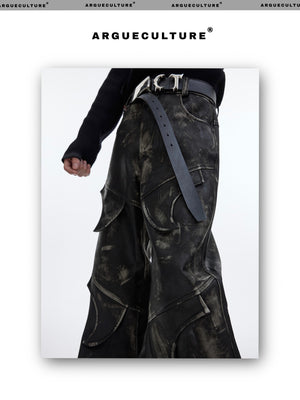 desc::vintage-distressed-flared-leather-pants-for-men-detail-img-2