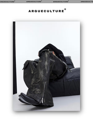 desc::vintage-distressed-flared-leather-pants-for-men-detail-img-8