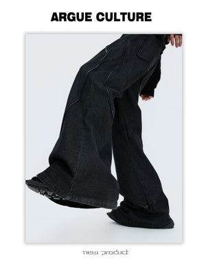 desc::vintage-distressed-washed-flare-denim-with-red-rhinestones-detail-img-5