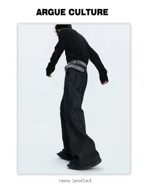 desc::vintage-distressed-washed-flare-denim-with-red-rhinestones-detail-img-7