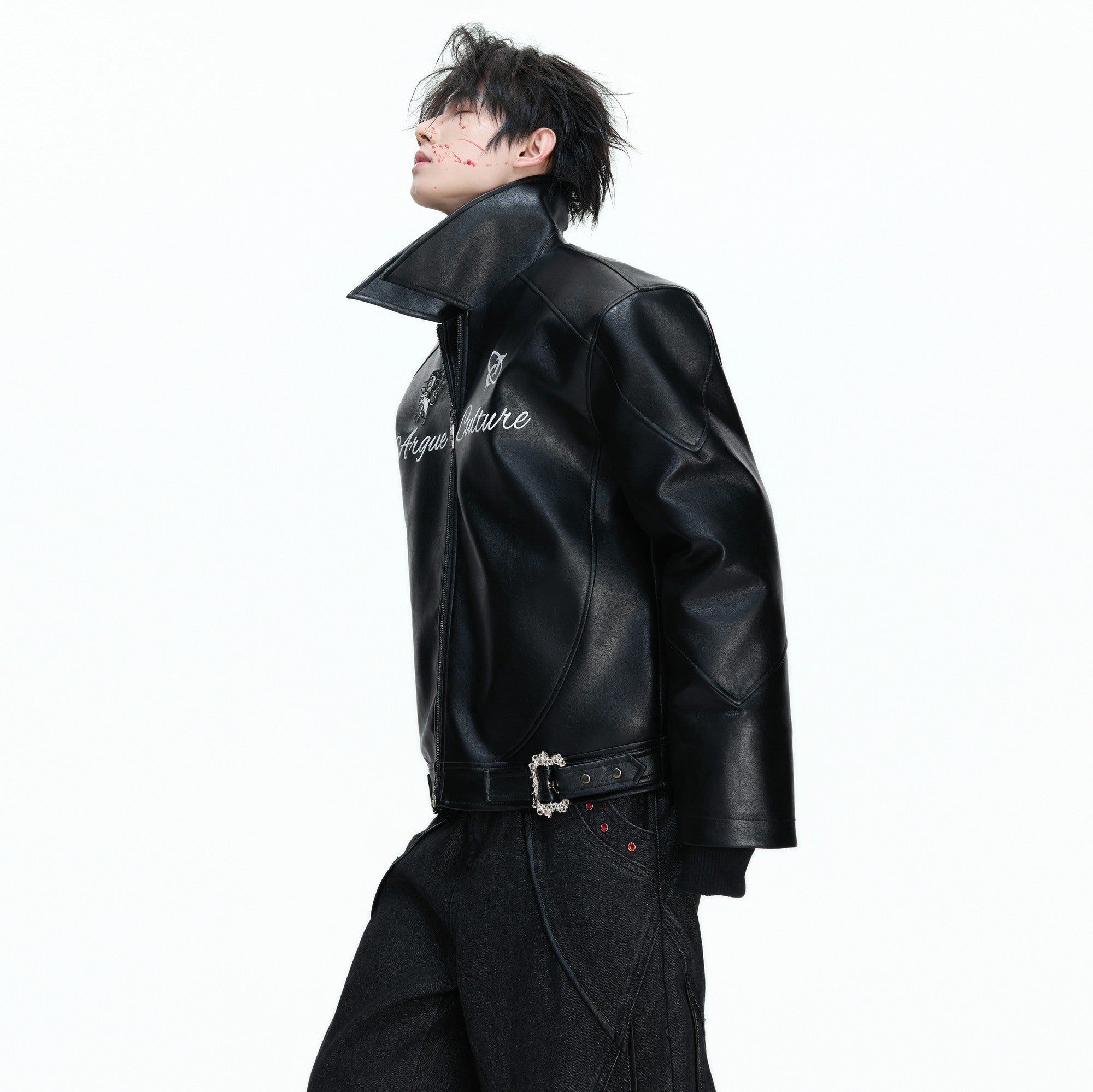 Back view featuring horse embroidery and ruby detailing