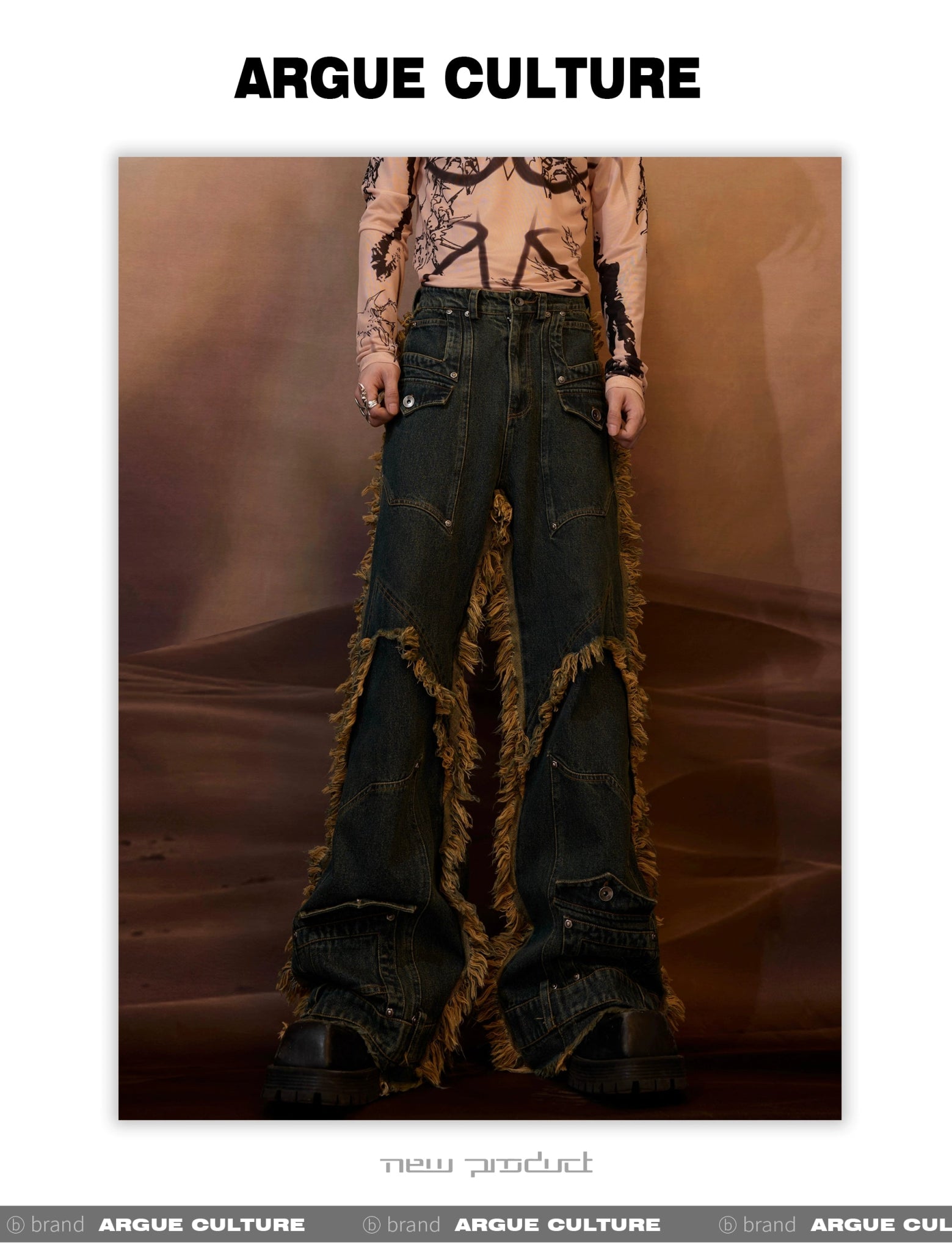 Vintage Fringe Studded Distressed Denim Pants with Deconstructed – ArguE  CulturE