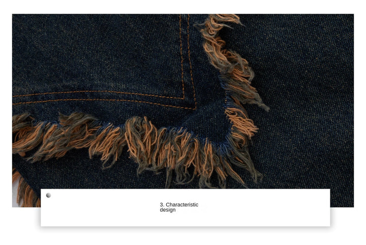 Vintage Fringe Studded Distressed Denim Pants with Deconstructed - ArguE CulturE