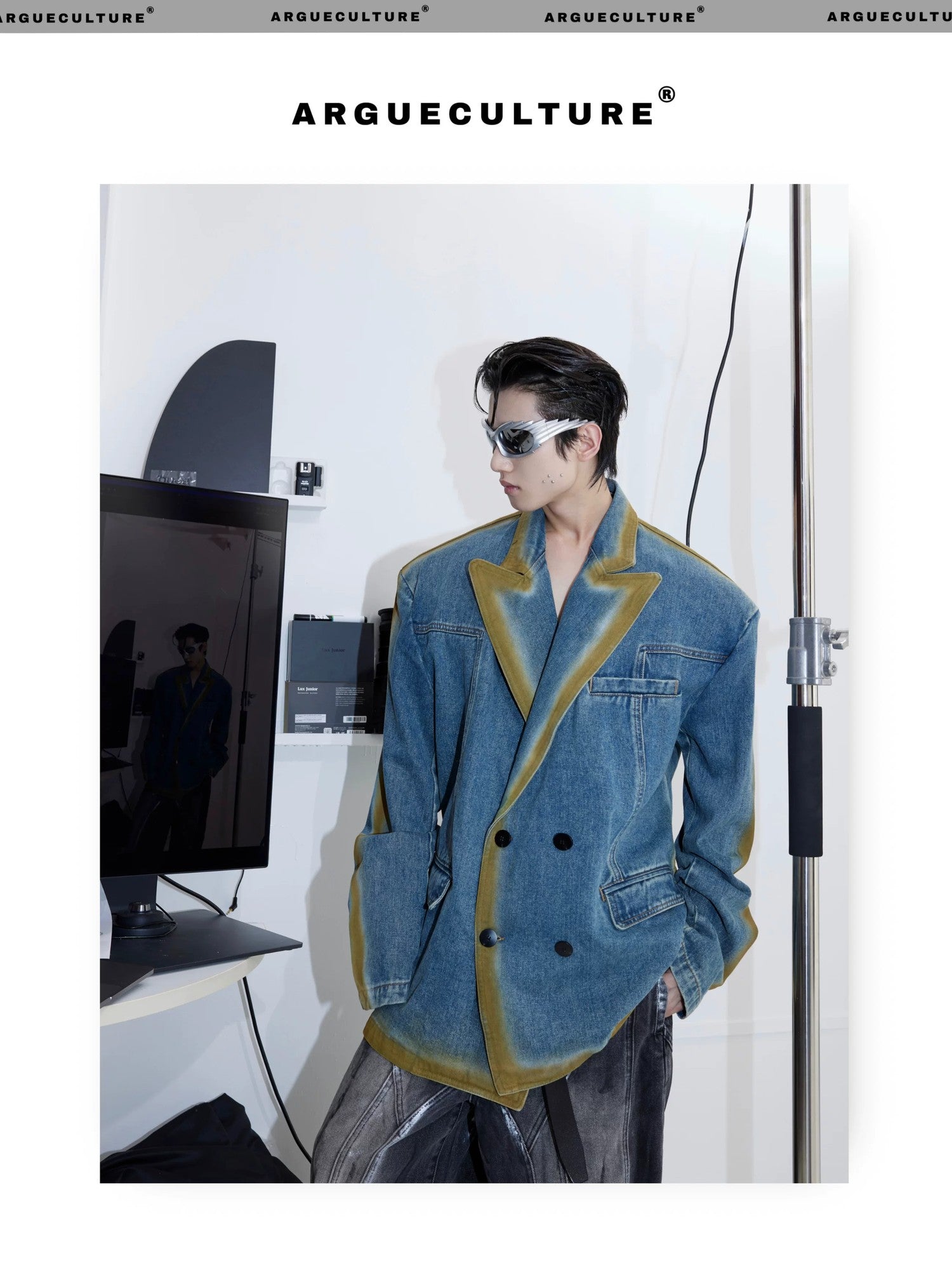 desc::vintage-gradient-denim-blazer-niche-streetwear-suit-detail-img-1