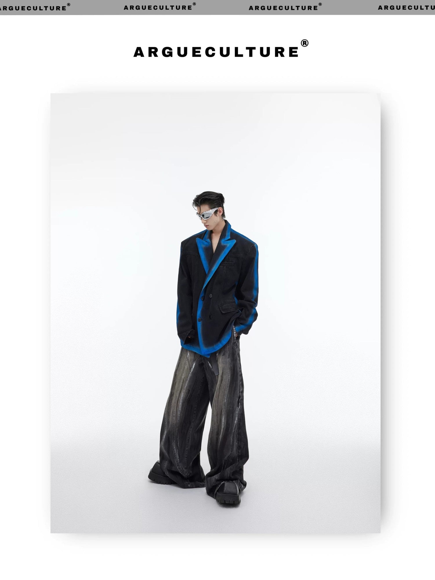 desc::vintage-gradient-denim-blazer-niche-streetwear-suit-detail-img-5