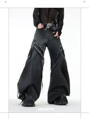 desc::vintage-raw-edge-curved-silhouette-baggy-jeans-detail-img-7