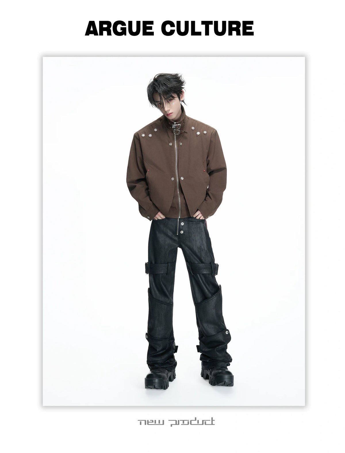 Vintage Washed Cotton Stand Collar Jacket | Asymmetric - detail image 7
