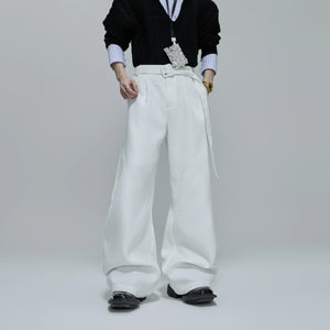 Full two-piece waffle texture suit set in black and white