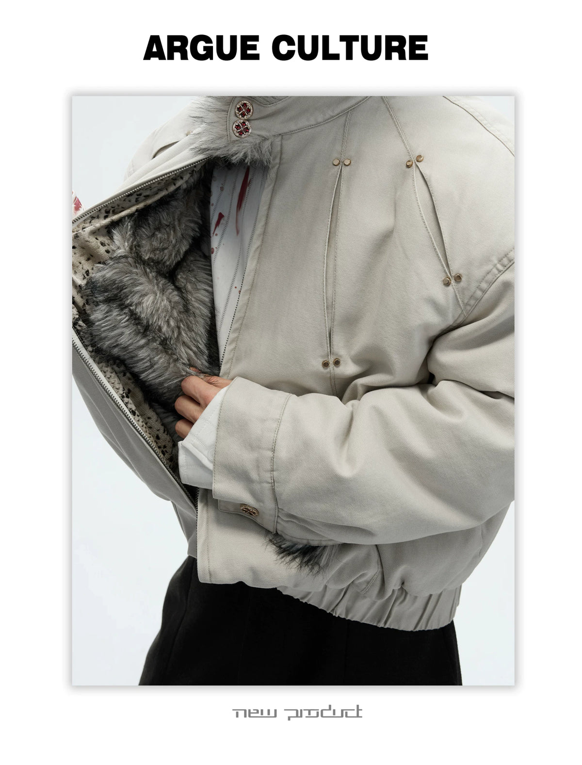 Washed Canvas Cotton Padded Jacket | Zip Front - detail image 5