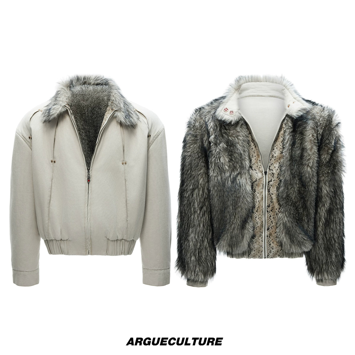 Washed Canvas Cotton Padded Jacket | Zip Front - Washed White