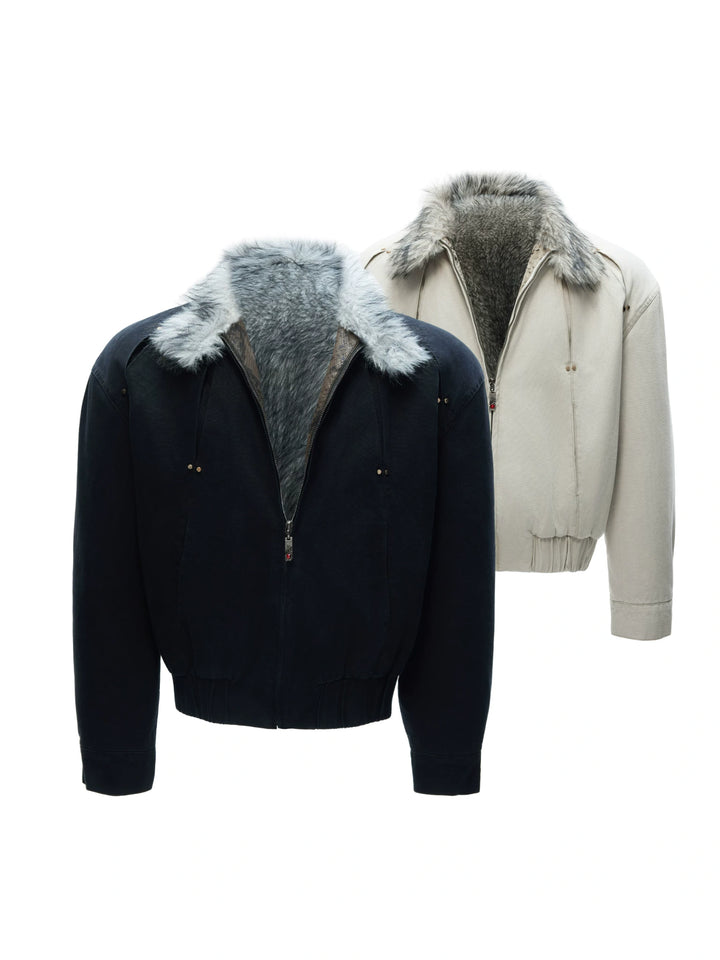 Washed Canvas Cotton Padded Jacket | Zip Front - main image 1