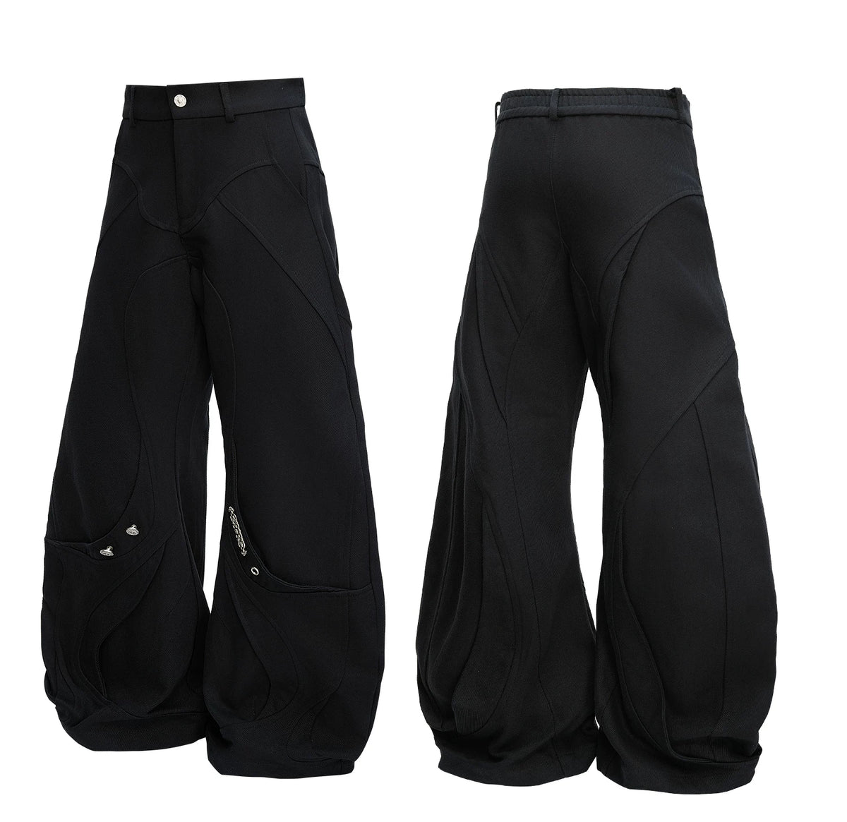 Washed Curved-Leg Cargo Pants in Cotton Lyocell Blend - detail image 13