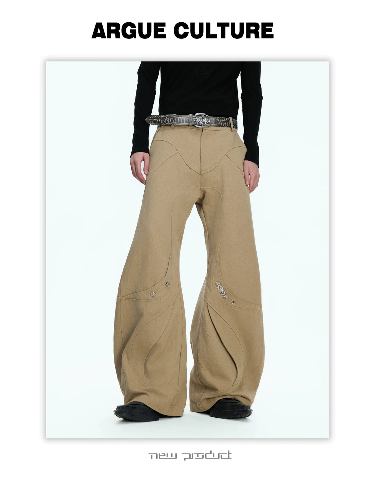 Washed Curved-Leg Cargo Pants in Cotton Lyocell Blend - detail image 7