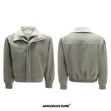 washed-stripe-fake-two-piece-harrington-jacket-padded-coat-black