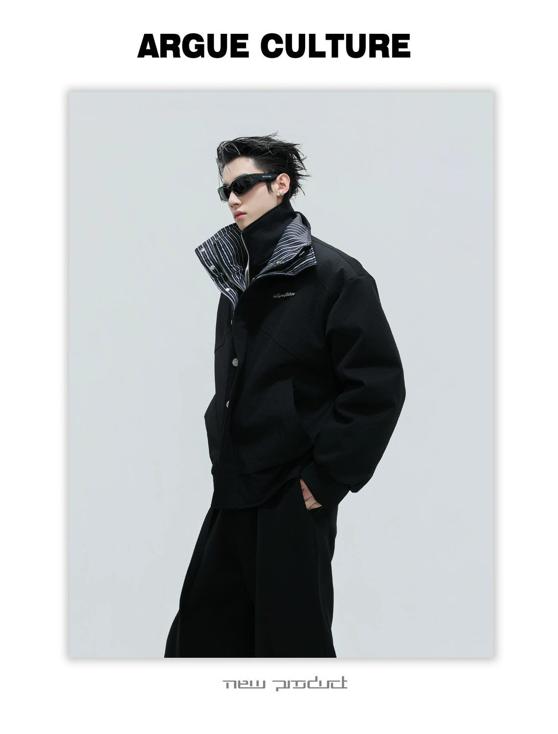 desc::washed-stripe-fake-two-piece-harrington-jacket-padded-coat-detail-img-13